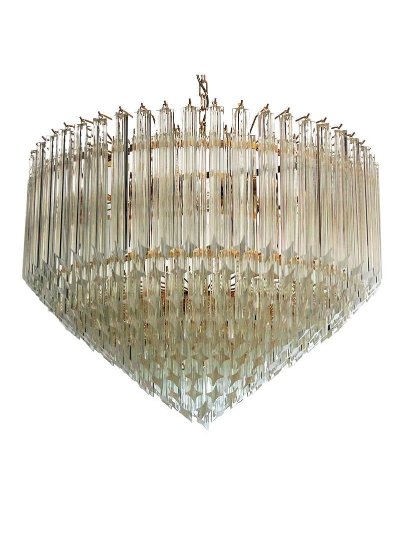 Tiered Glass Prism Iron Chandelier