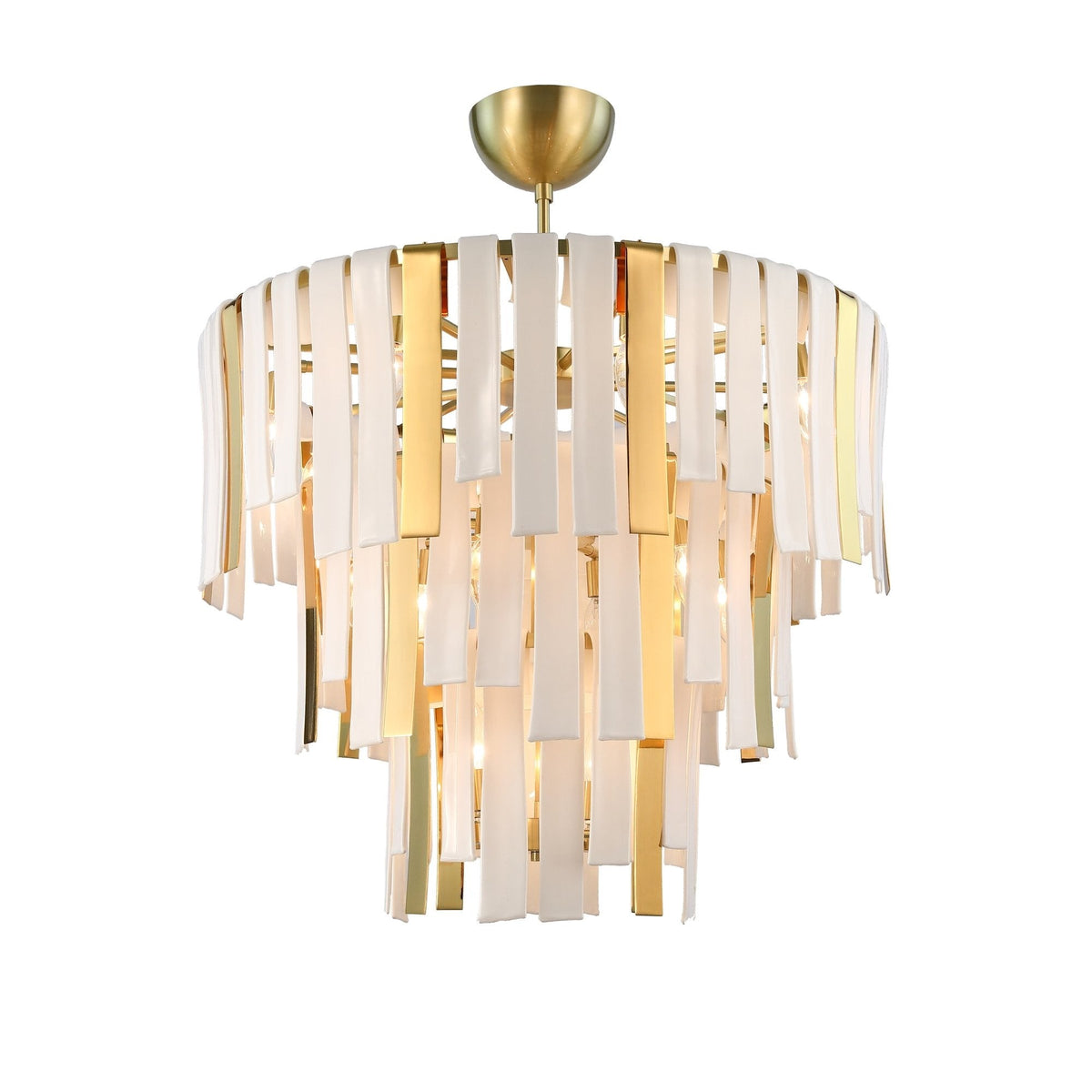 Tiered Glass Ring Brass Chandelier