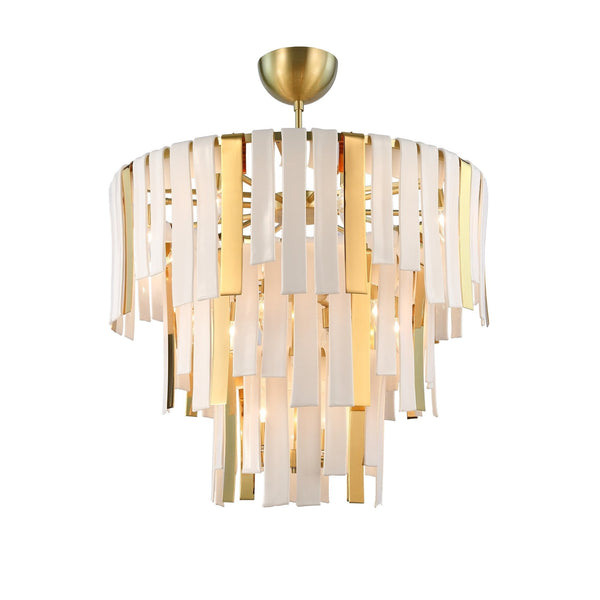 Tiered Glass Ring Brass Chandelier