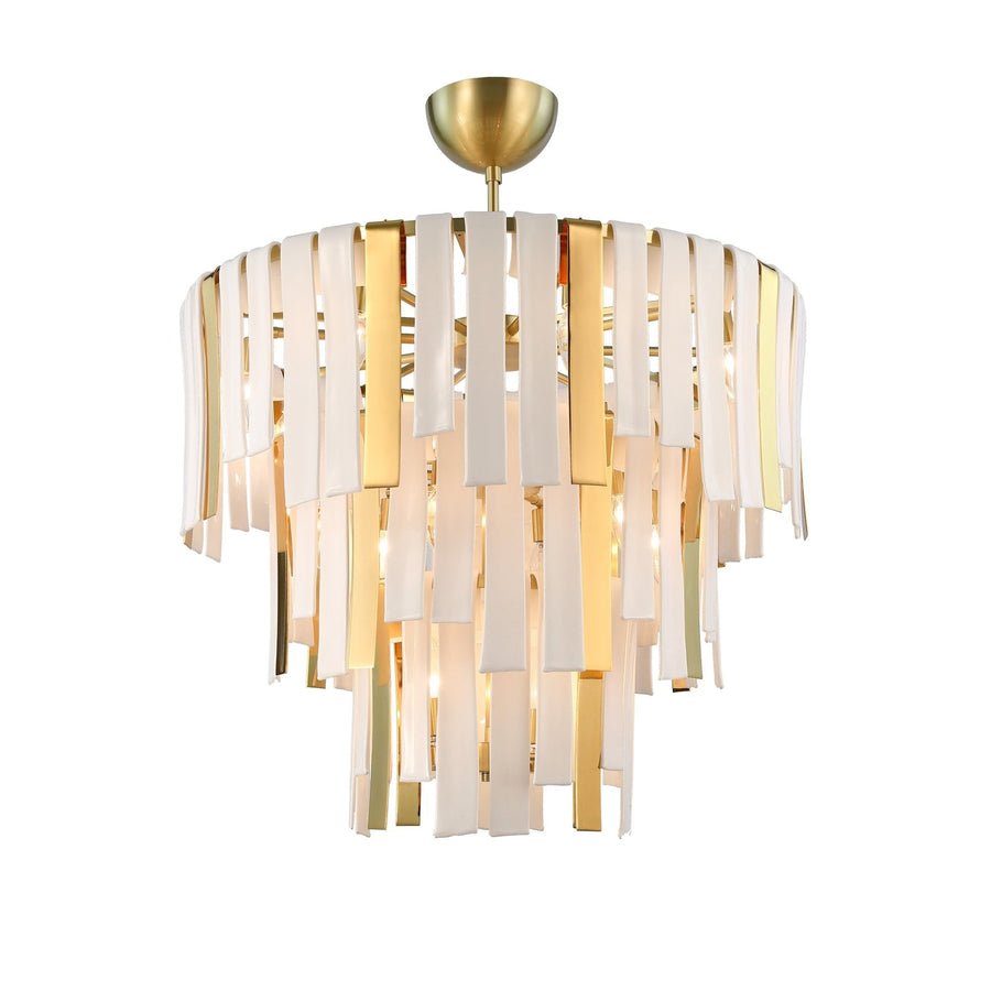 Tiered Glass Ring Brass Chandelier