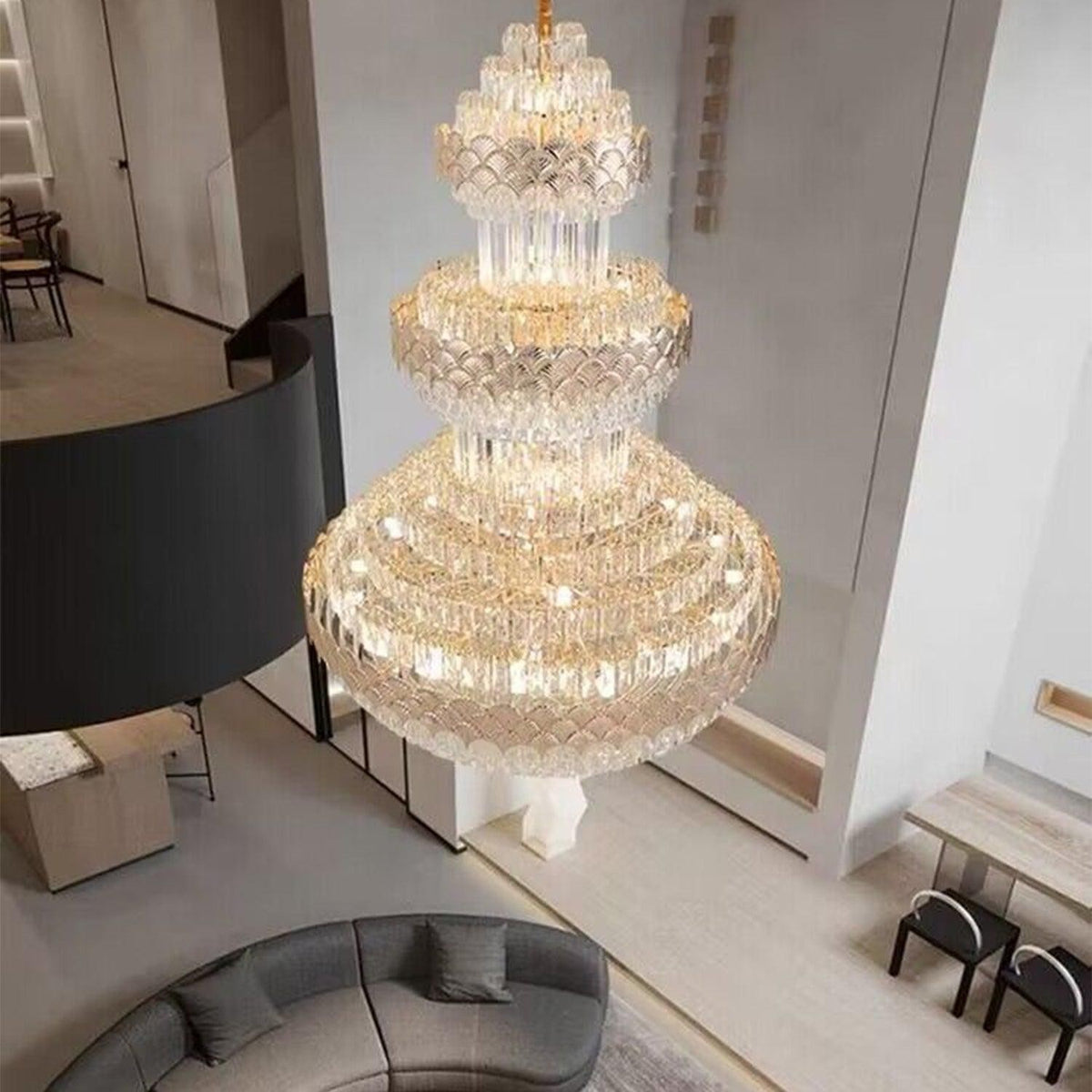 Tiered Golden Crystal Strip Empire Chandelier