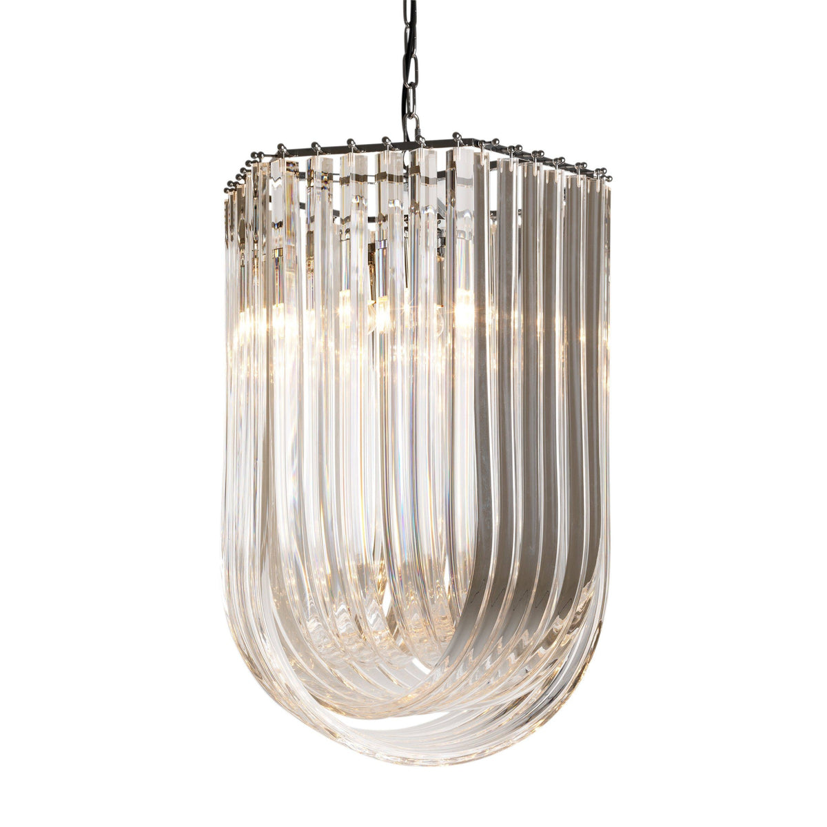 Tiered Hexagonal Acrylic Drop Nickel Chandelier