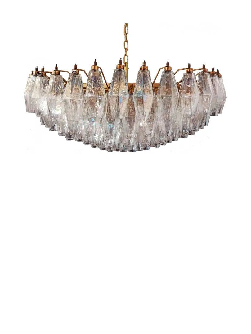 Tiered Iridescent Faceted Glass Cluster Chandelier
