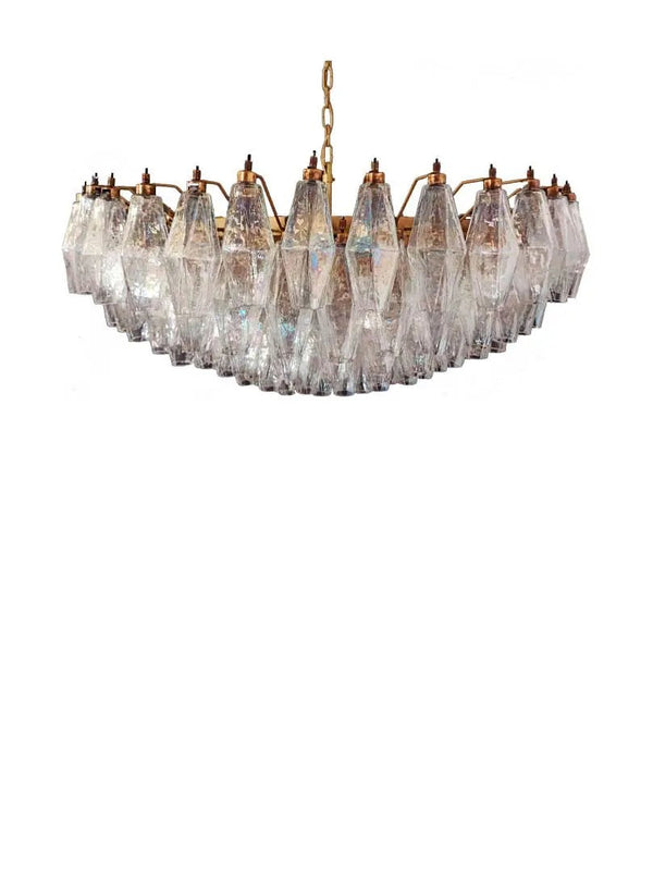 Tiered Iridescent Faceted Glass Cluster Chandelier