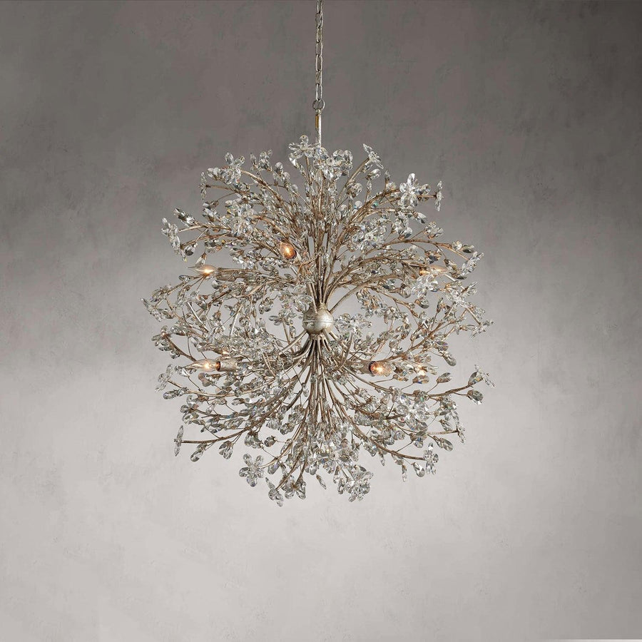 Tiered Iron Branch Chandelier with Crystal Blossoms