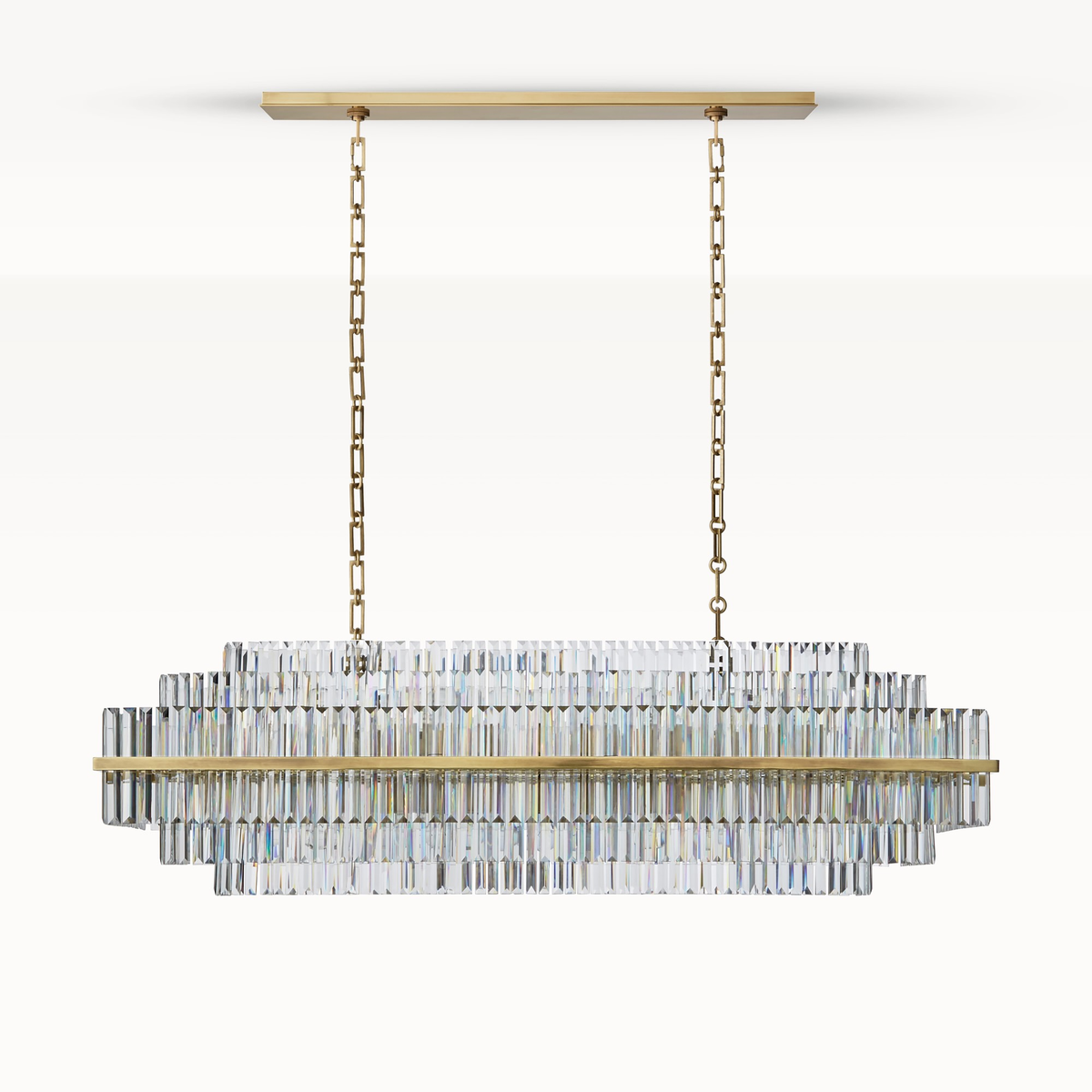 Tiered Linear Glass Rod Crystal Chandelier