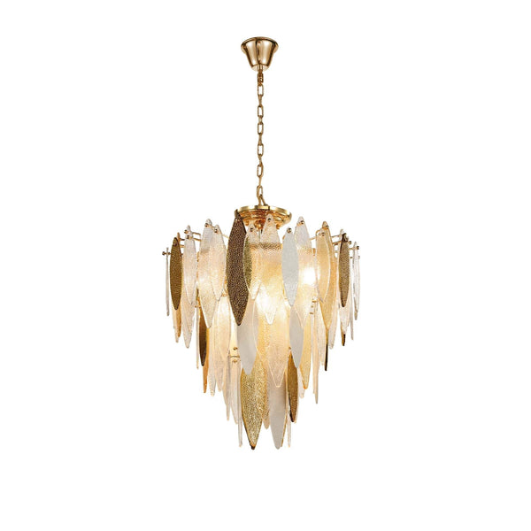 Tiered Oval Glass and Brass Flush Mount