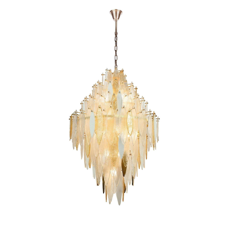 Tiered Oval Glass Empire Chandelier with Brass Frame