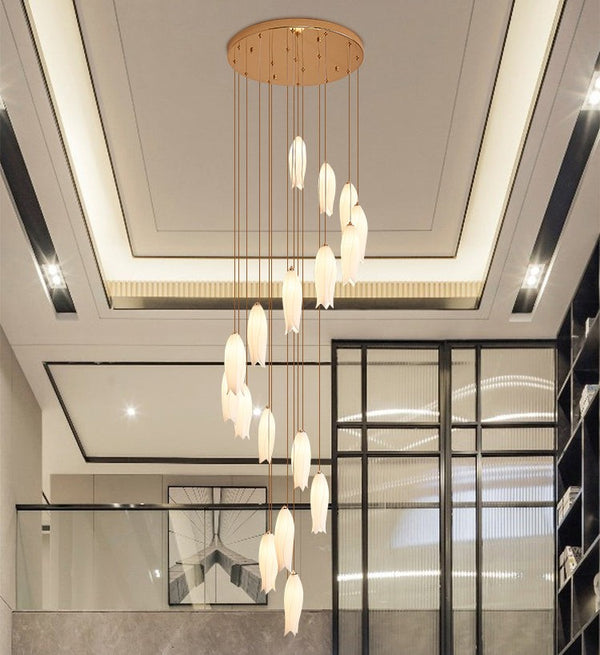 Tiered Porcelain Flower Globe Chandelier