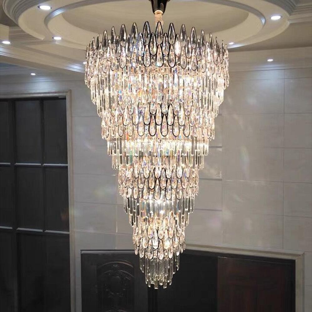 Tiered Raindrop Crystal Cascade Chandelier