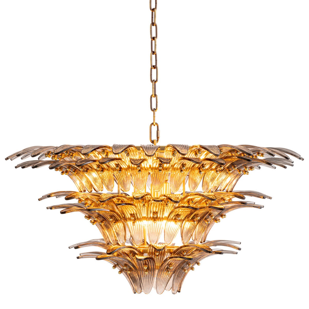 Tiered Ribbed Smoked Glass Chandelier