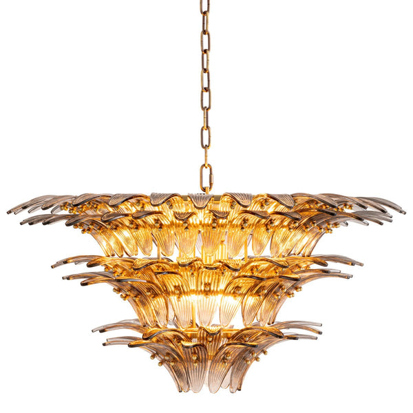 Tiered Ribbed Smoked Glass Chandelier