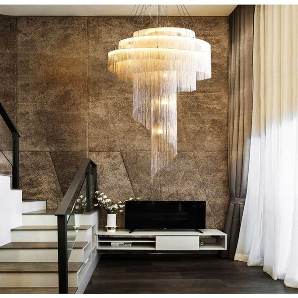 Tiered Ring Cascading Aluminum Chain Chandelier
