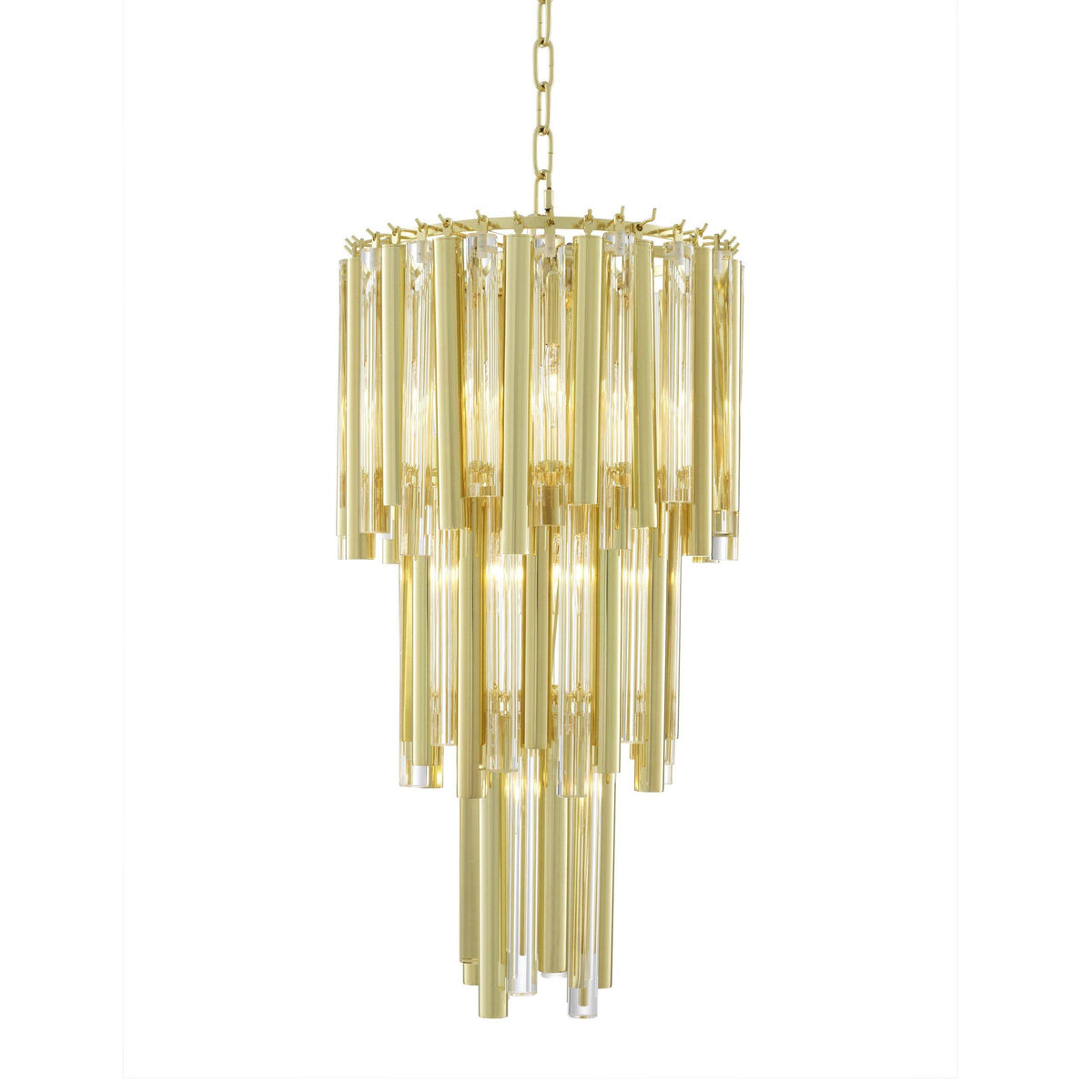 Tiered Ring Chandelier with Hanging Glass Rods