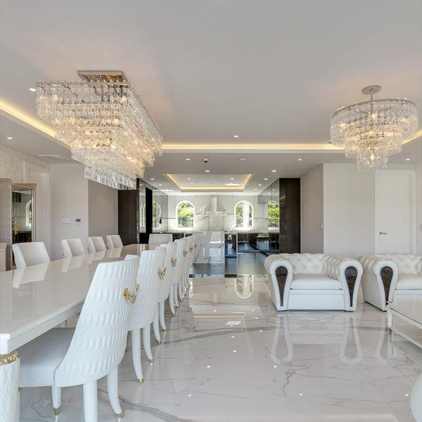 Tiered Ring Crystal Chain Cascade Chandelier