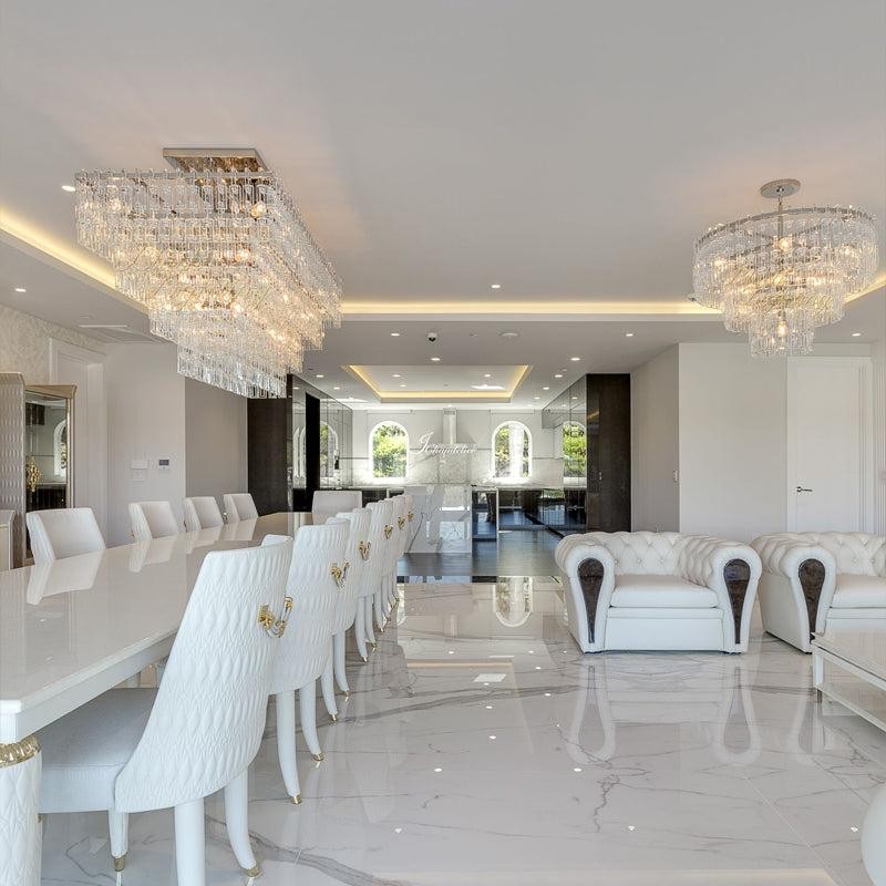 Tiered Ring Crystal Chain Cascade Chandelier