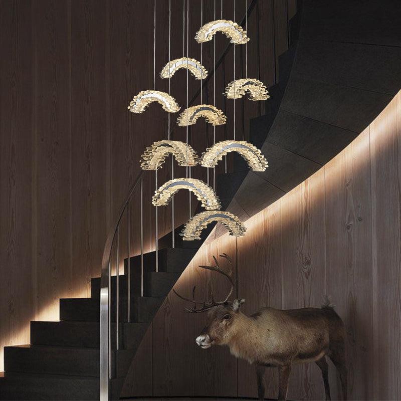 Tiered Ring Rock Crystal Staircase Chandelier