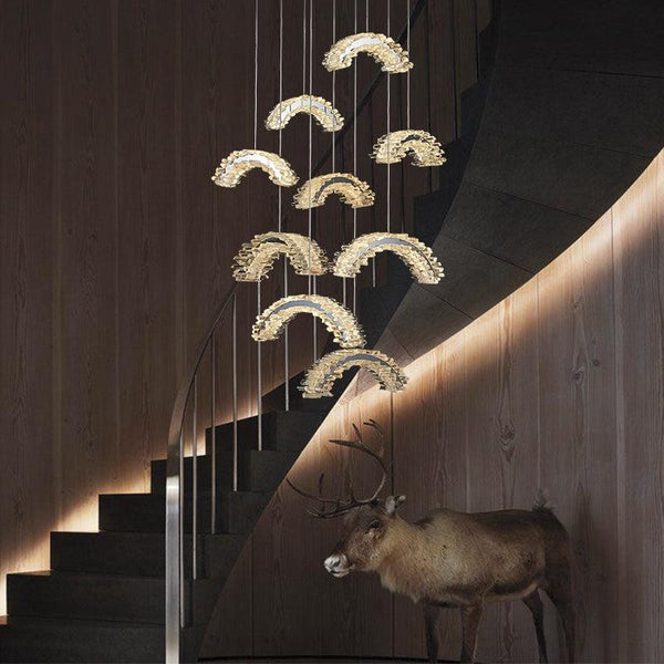 Tiered Ring Rock Crystal Staircase Chandelier
