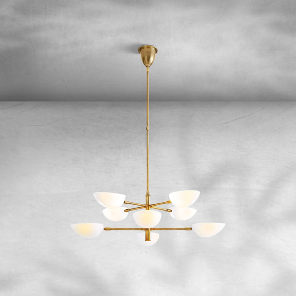 Tiered Rotating Steel Arm Cup Shade Chandelier