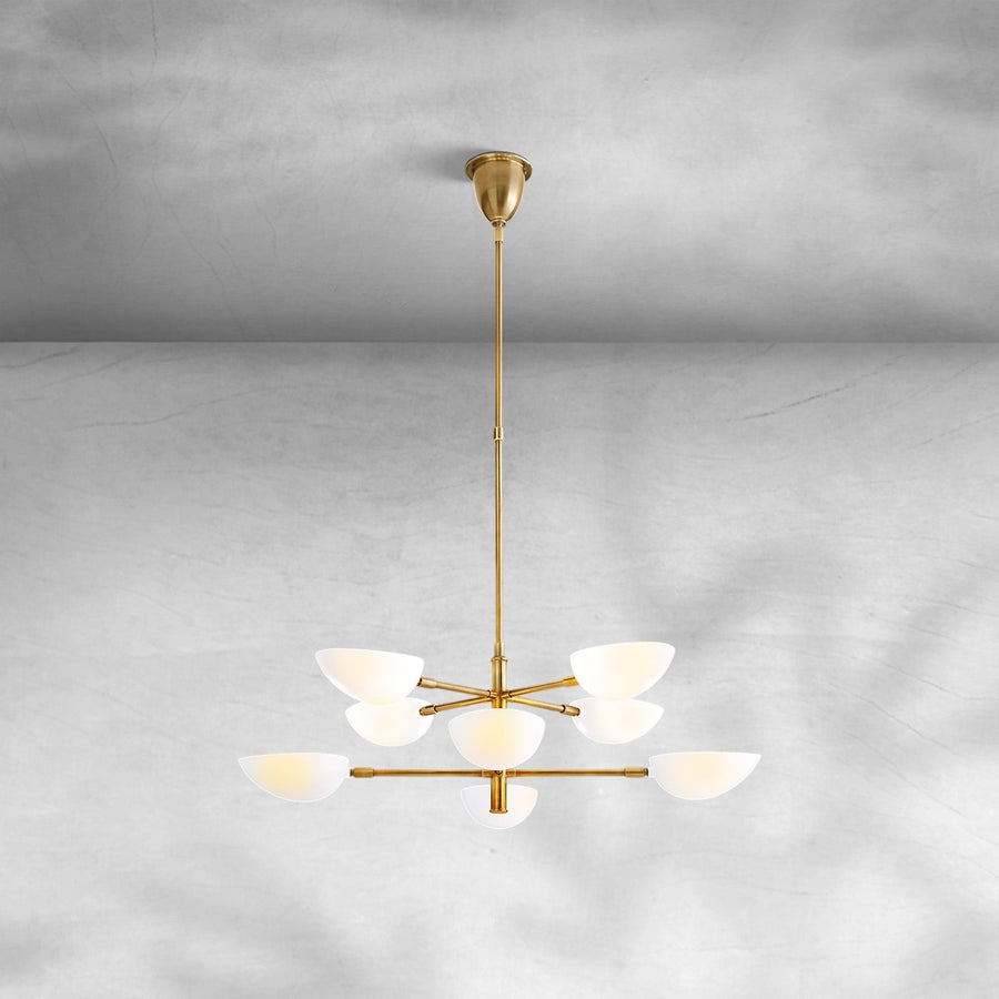 Tiered Rotating Steel Arm Cup Shade Chandelier