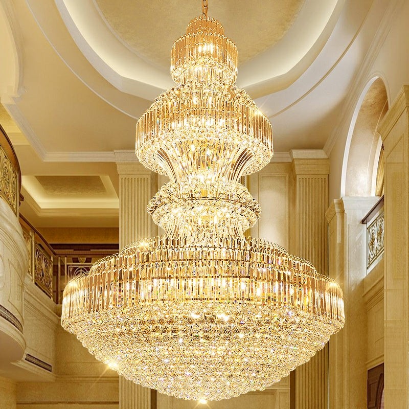 Tiered Round Crystal Cluster Chandelier