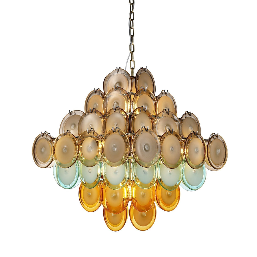 Tiered Round Glass and Nickel Chandelier