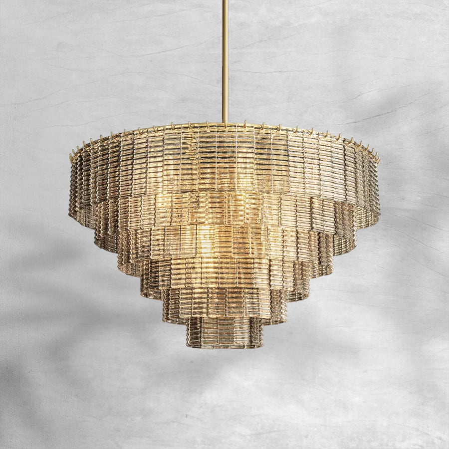 Tiered Smoke Glass Ring Chandelier