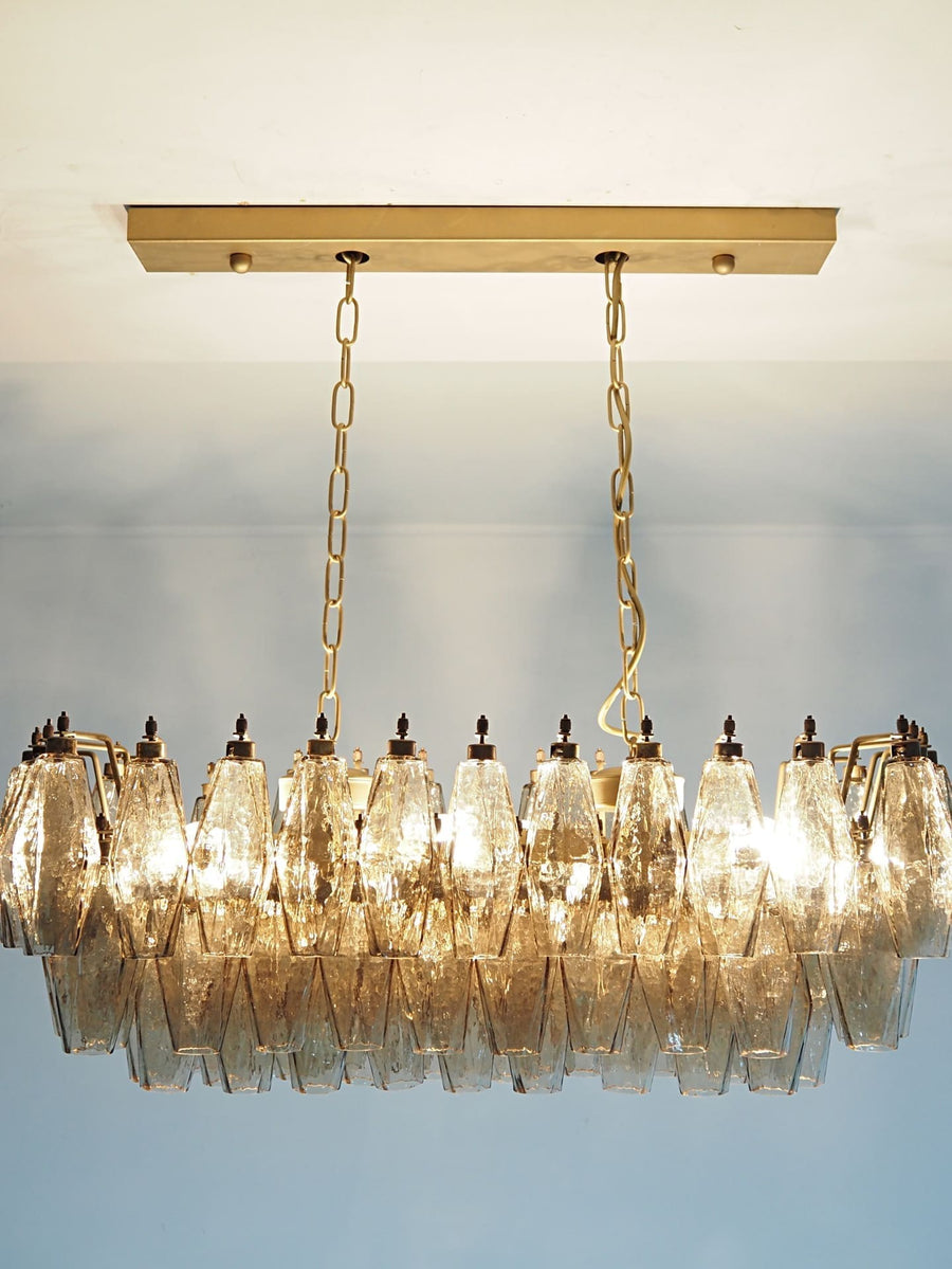 Tiered Smoked Glass Faceted Cluster Chandelier