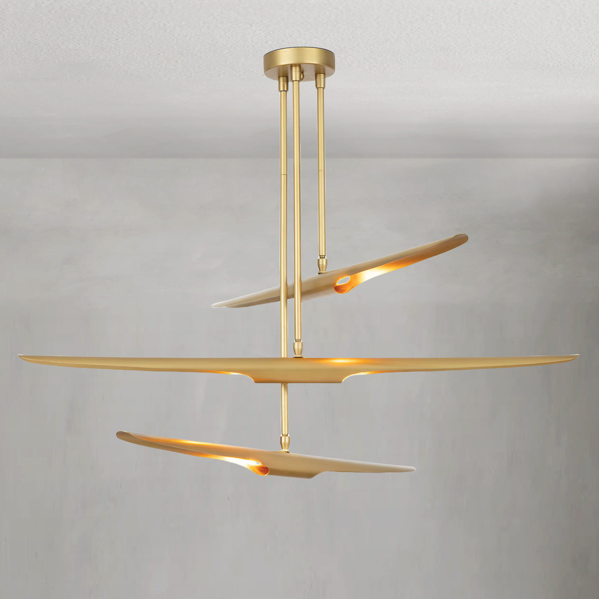 Tiered Swept Steel Art Deco Chandelier