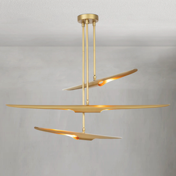Tiered Swept Steel Art Deco Chandelier