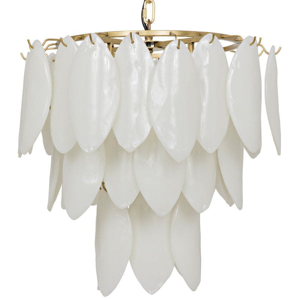 Tiered White Glass Petal Cluster Chandelier
