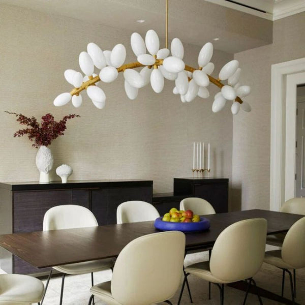 Trailing Glass Cluster Articulated Aluminum Chandelier