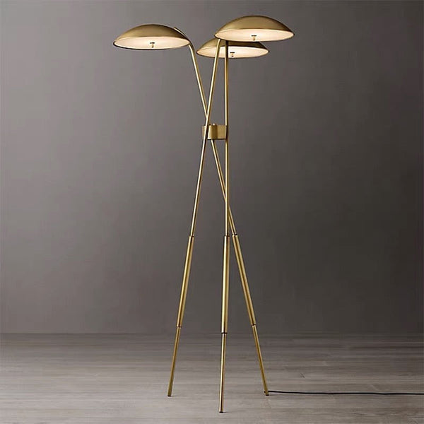 Tripod Copper Triple Disc Shade Floor Lamp