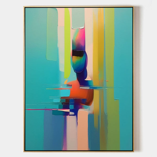 Turquoise Abstract with Prismatic Streaks