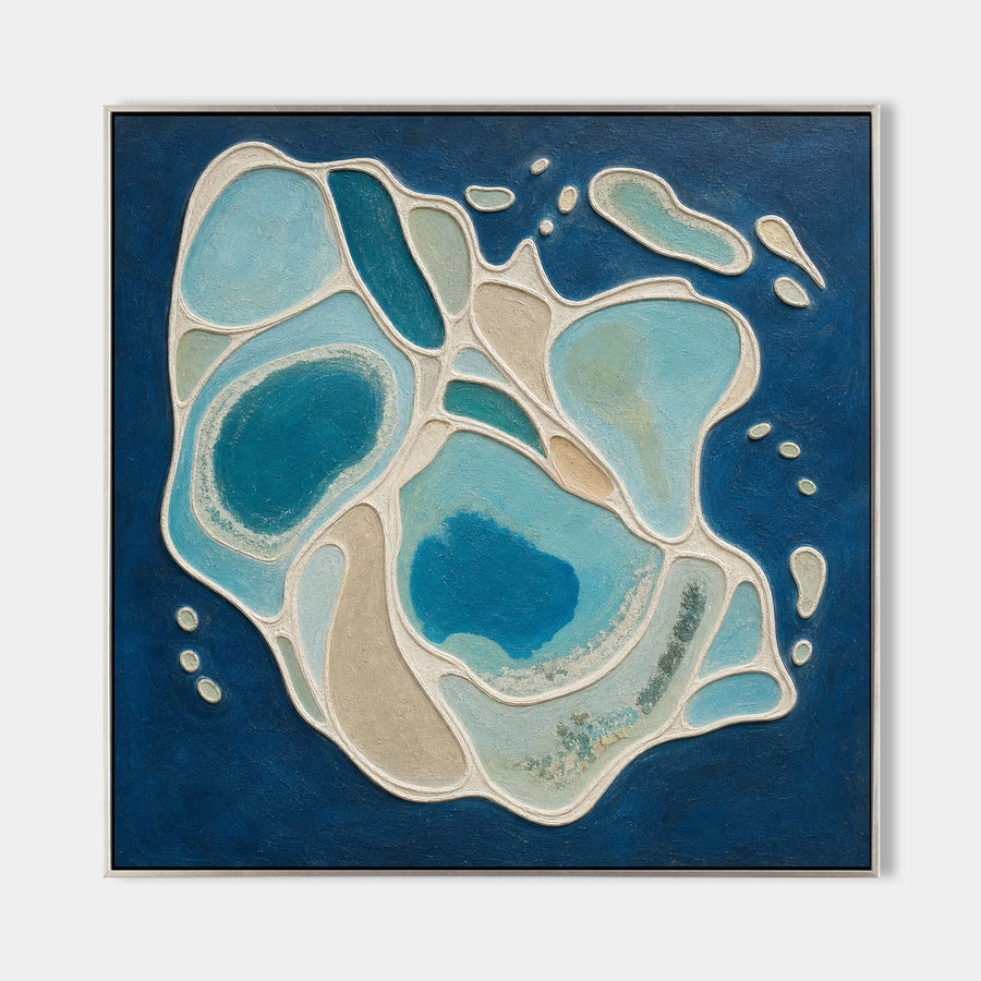Turquoise Tide Pools in Raised Relief