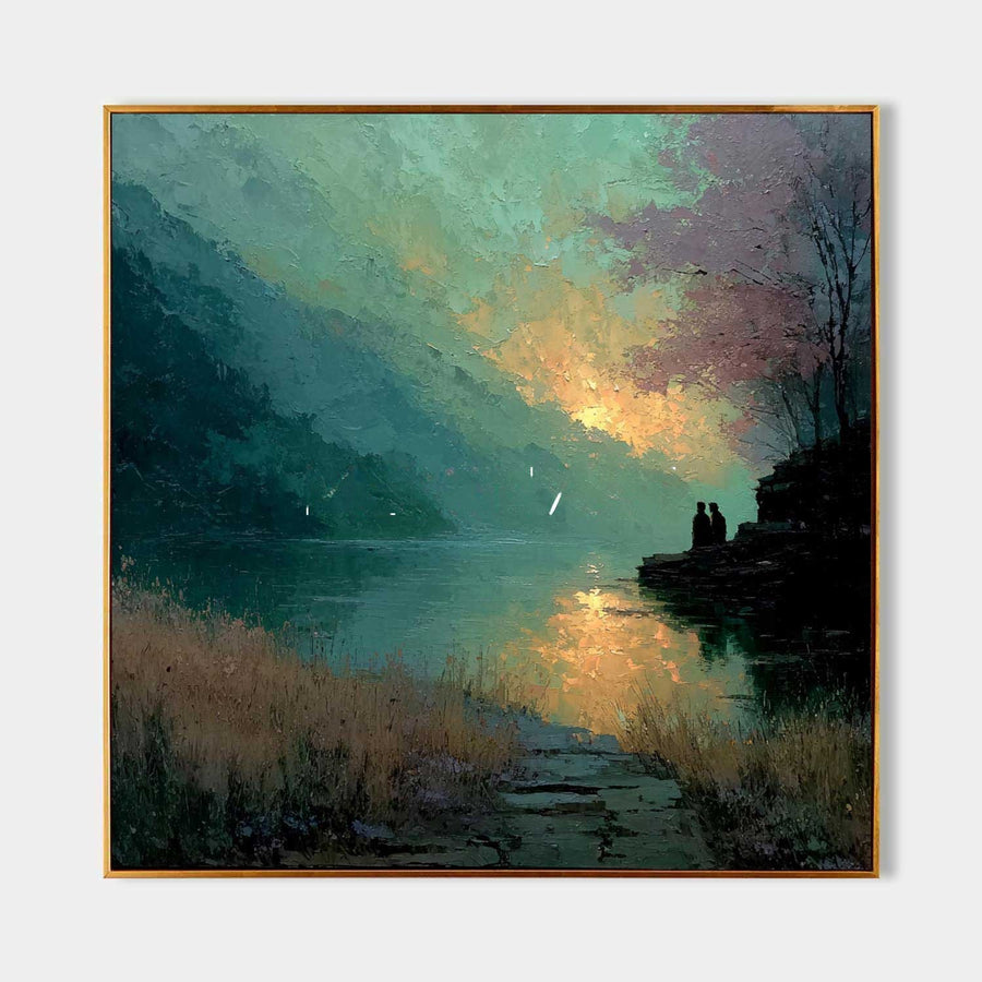 Twilight Lake with Two Figures
