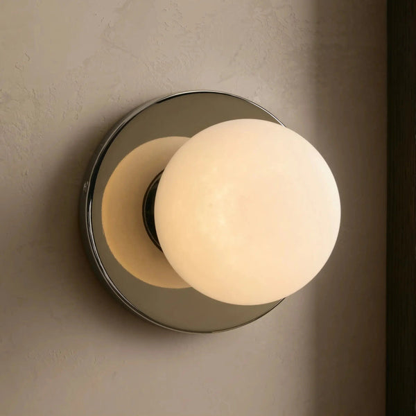 Twin Alabaster Orb Wall Sconce with Slim Metal Frame