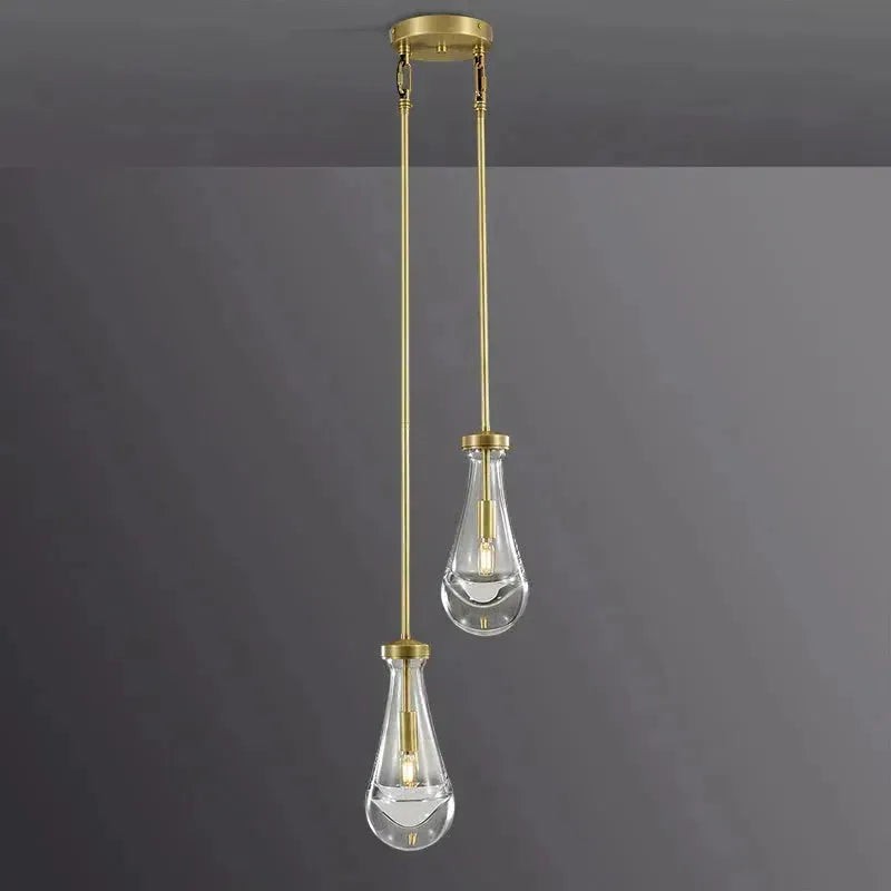 Twin Blown Glass Drop Cluster Chandelier