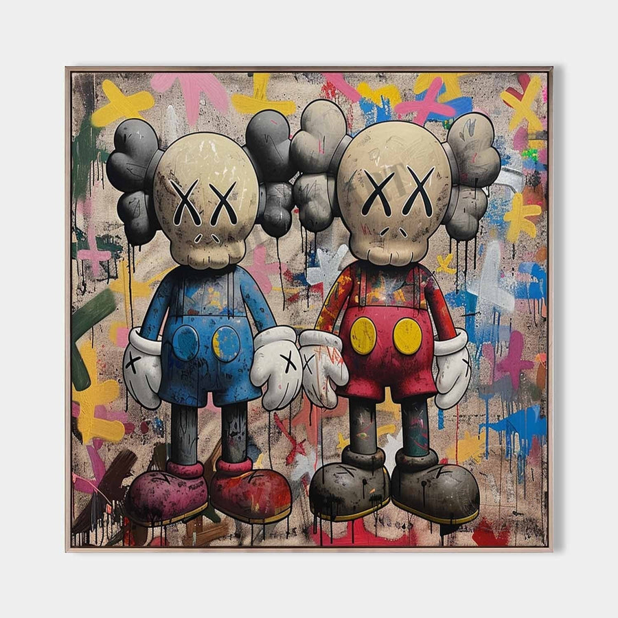 Twin Cartoon Figures in Graffiti Color