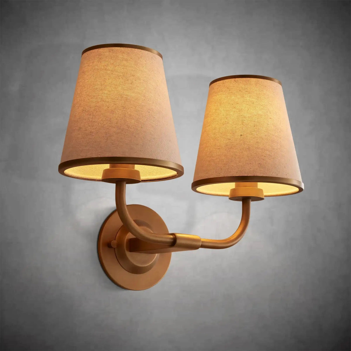 Twin Fabric Shade Iron Torch Wall Sconce
