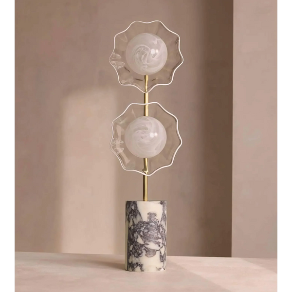 Twin Glass Diffuser Marble Base Floor Lamp
