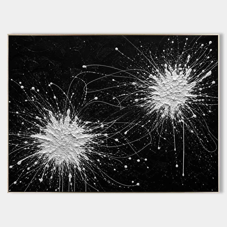 Twin White Bursts on Black
