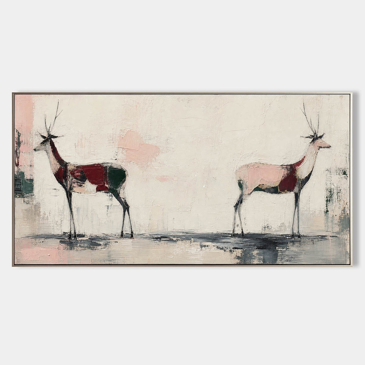Two Antelopes in Blush and Wine