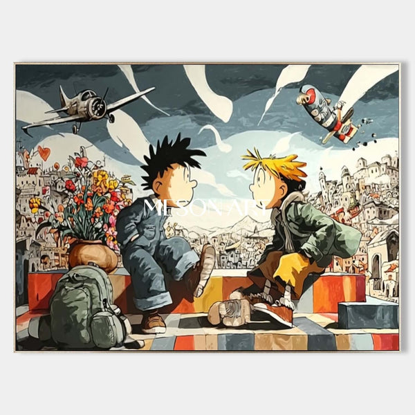 Two Boys on a Rooftop Adventure