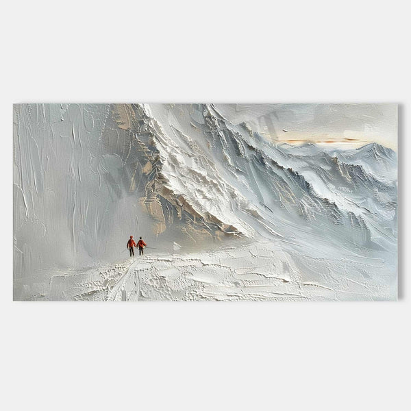 Two Climbers Beneath the Snow Ridge
