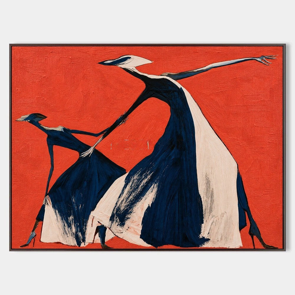 Two Elegant Figures on Vermilion
