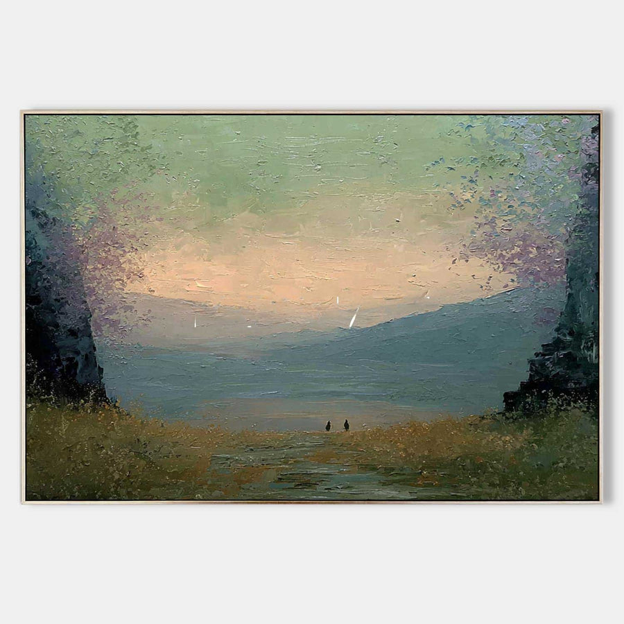 Two Figures in a Misty Valley