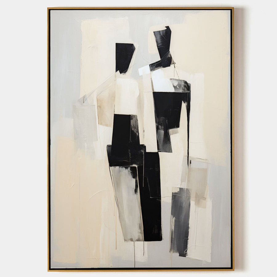 Two Figures in Black and Cream
