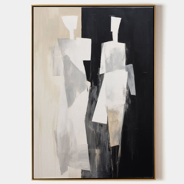 Two Figures in Black and Cream