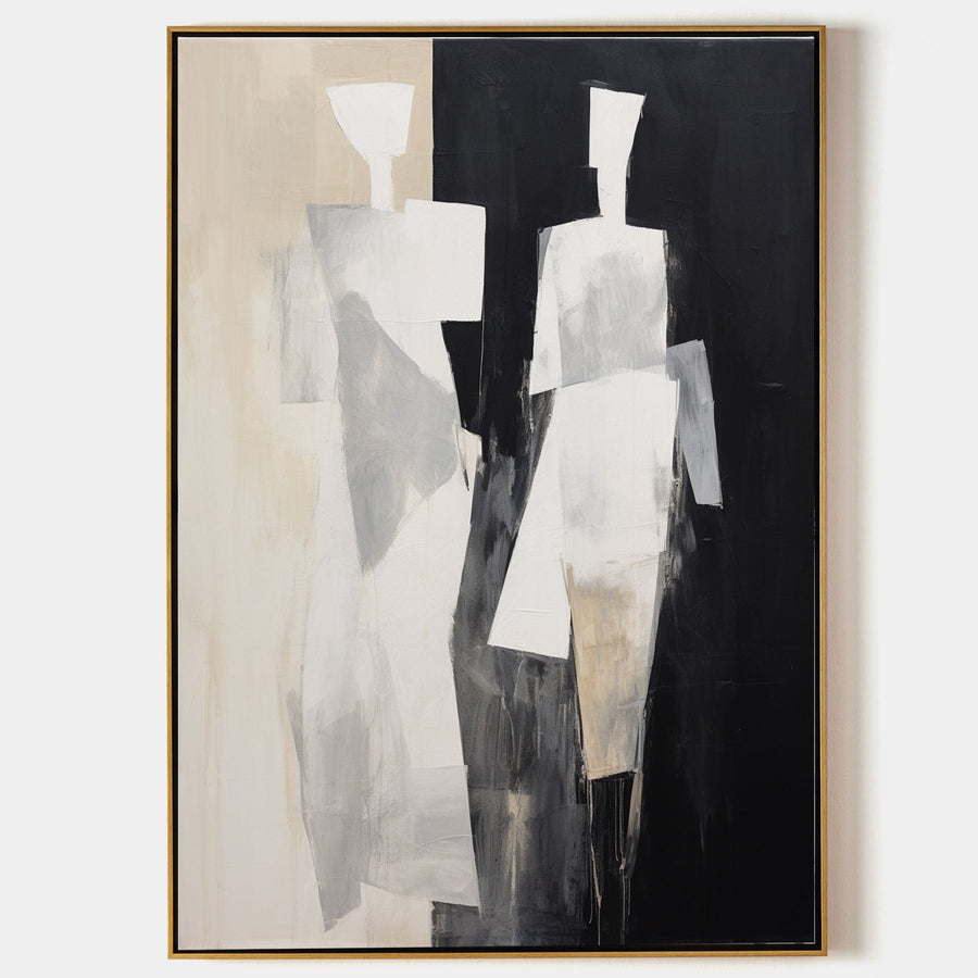 Two Figures in Black and Cream